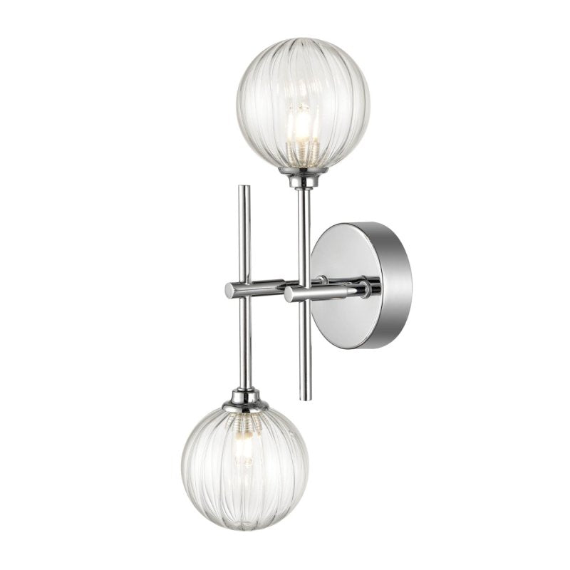 Franklite Abstraction Bathroom 2 Light Wall / Ceiling Light In Chrome With Ribbed Glass FL2464-2