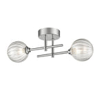 Franklite Abstraction Bathroom 2 Light Wall / Ceiling Light In Chrome With Ribbed Glass FL2464-2