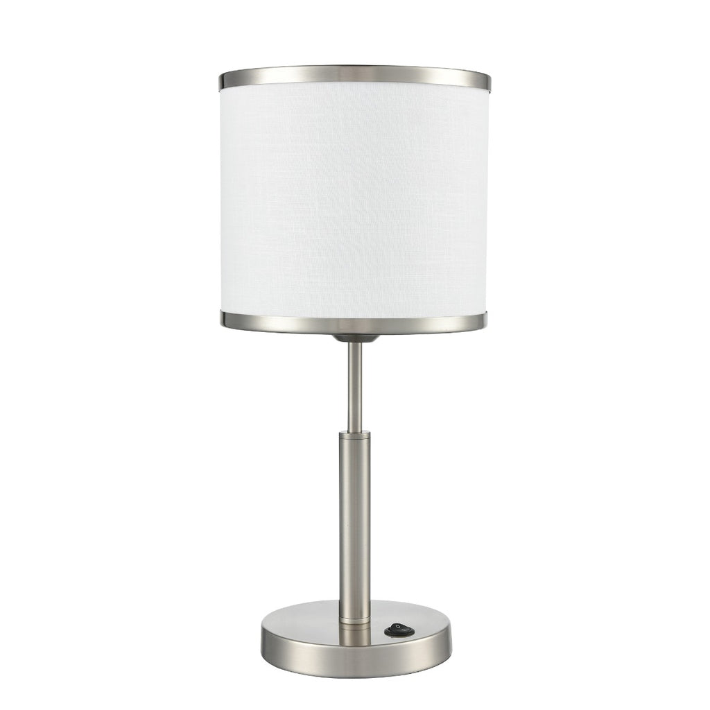 Franklite Polaris Table Lamp In Satin Nickel With Fabric Shade TL211