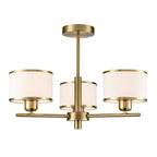 Franklite Polaris 3 Light Semi Flush Ceiling Light In Aged Brass With Fabric Shades FL2498-3