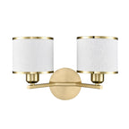 Franklite Sirius 2 Light Wall Light In Aged Brass With Off White Shade FL2496-2