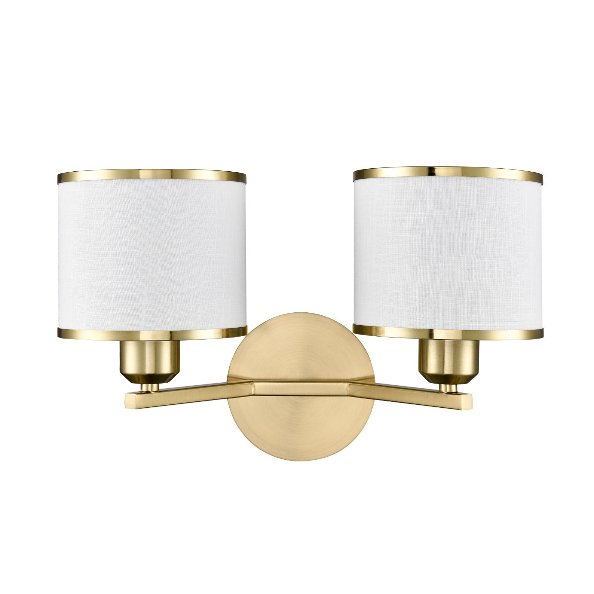 Franklite Sirius 2 Light Wall Light In Aged Brass With Off White Shade FL2496-2