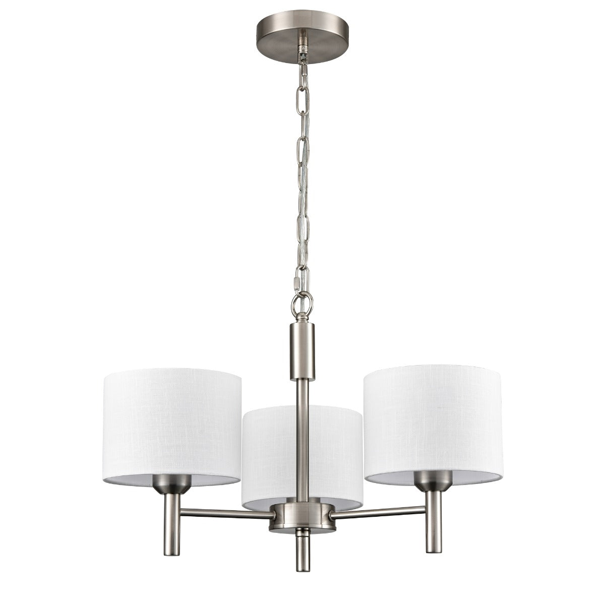 Franklite Barolo 3 Light  Ceiling Light In Satin Nickel With Off White Shades FL2494-3