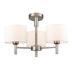 Franklite Barolo 3 Light  Ceiling Light In Satin Nickel With Off White Shades FL2494-3