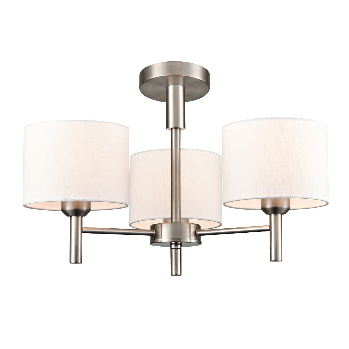 Franklite Barolo 3 Light  Ceiling Light In Satin Nickel With Off White Shades FL2494-3