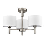 Franklite Barolo 3 Light  Ceiling Light In Satin Nickel With Off White Shades FL2494-3