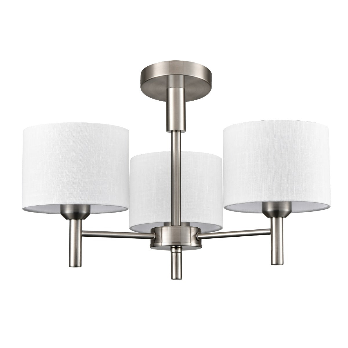 Franklite Barolo 3 Light  Ceiling Light In Satin Nickel With Off White Shades FL2494-3