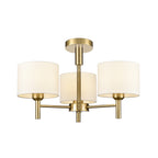Franklite Barolo 3 Light Ceiling Light In Aged Brass With Off White Shades FL2471-3
