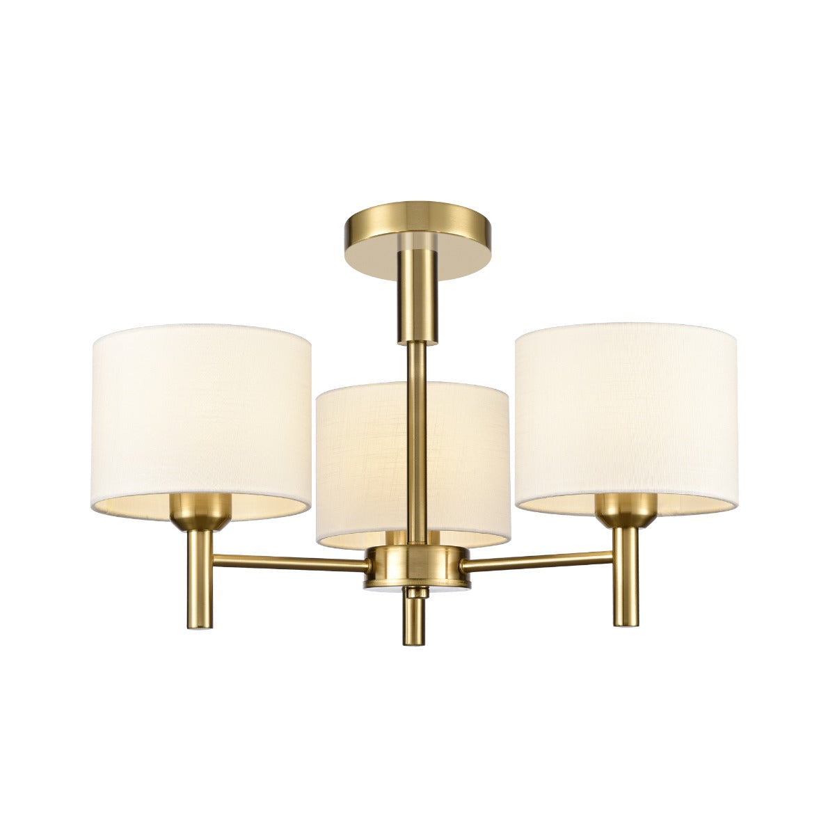 Franklite Barolo 3 Light Ceiling Light In Aged Brass With Off White Shades FL2471-3