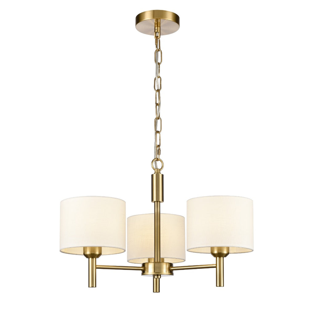 Franklite Barolo 3 Light Ceiling Light In Aged Brass With Off White Shades FL2471-3