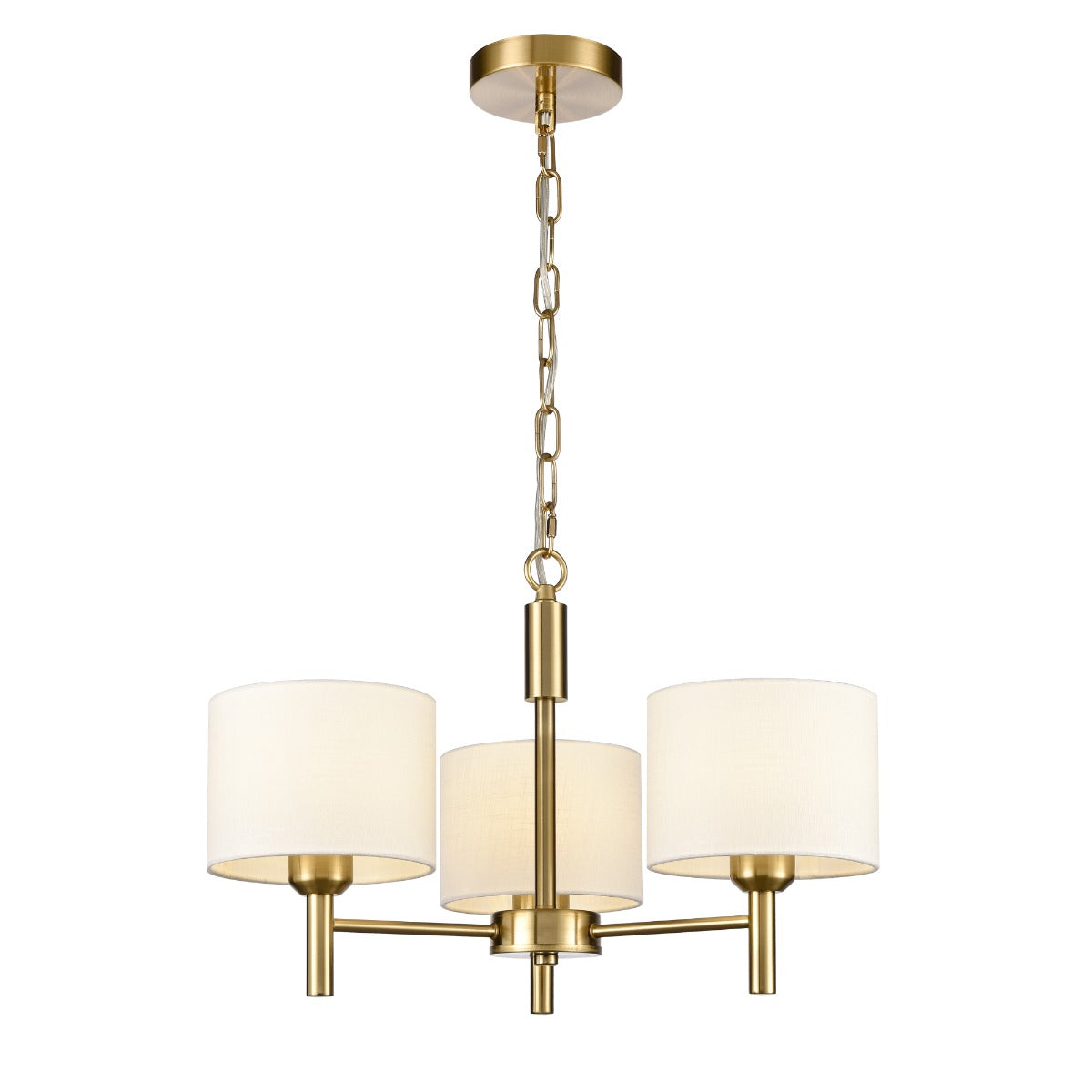 Franklite Barolo 3 Light Ceiling Light In Aged Brass With Off White Shades FL2471-3