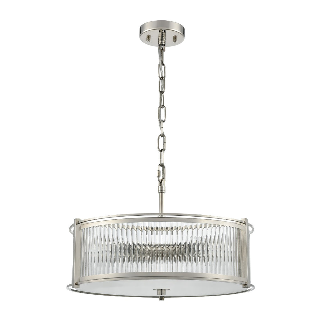 Franklite Sloane 5 Light Ceiling Light In Polished Nickel With Ribbed And Frosted Glass FL2505-5