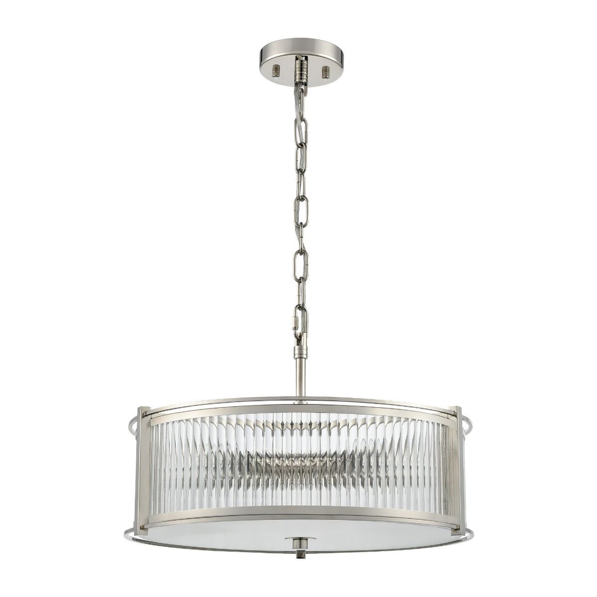 Franklite Sloane 5 Light Ceiling Light In Polished Nickel With Ribbed And Frosted Glass FL2505-5