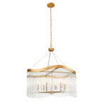 Franklite Harp 6 Light Curved Frame Ceiling Pendant In Aged Brass With Glass Rods FL2512-6