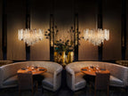 Franklite Icicle 10 Light Ceiling Pendant Light In Aged Brass With Ice Shaped Glass FL2454-10