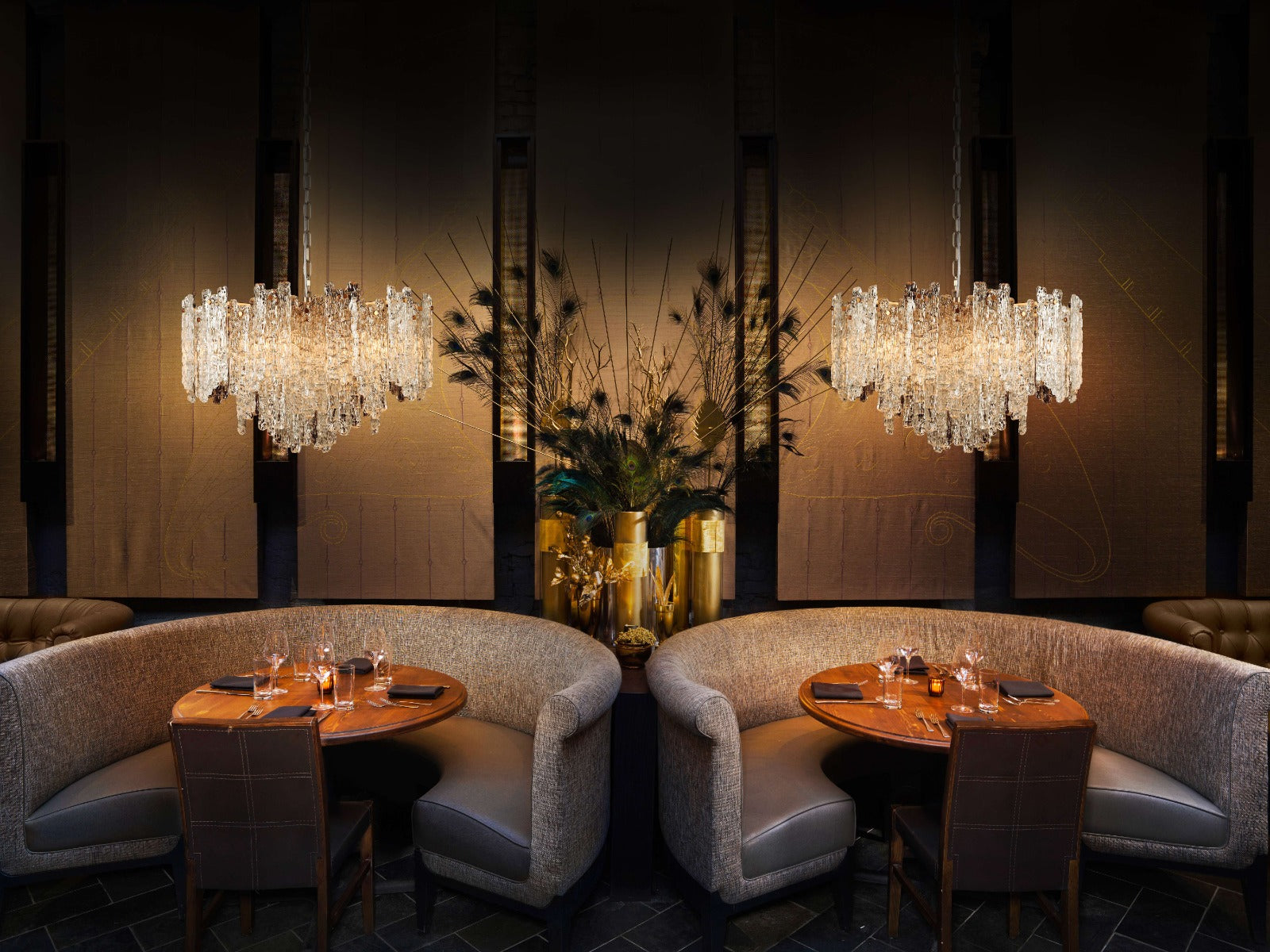 Franklite Icicle 10 Light Ceiling Pendant Light In Aged Brass With Ice Shaped Glass FL2454-10