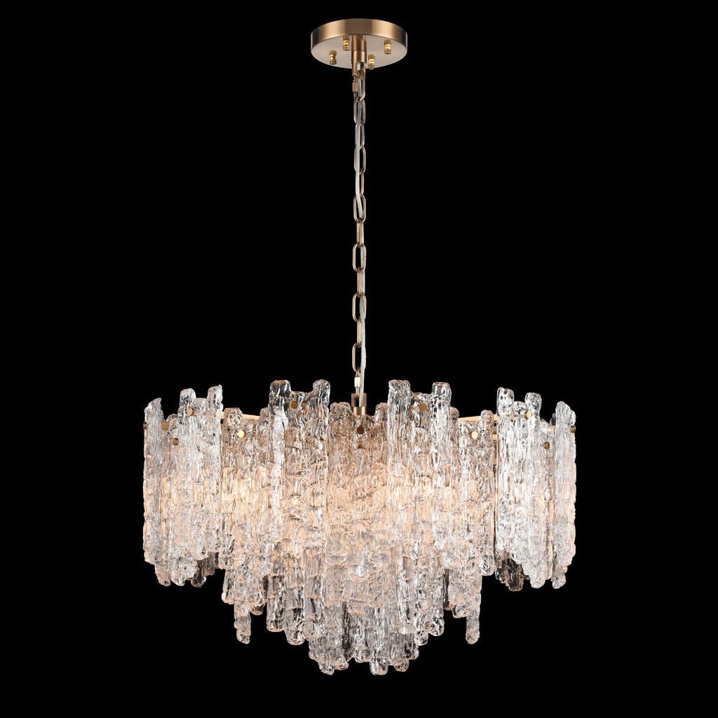 Franklite Icicle 10 Light Ceiling Pendant Light In Aged Brass With Ice Shaped Glass FL2454-10