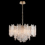 Franklite Icicle 10 Light Ceiling Pendant Light In Aged Brass With Ice Shaped Glass FL2454-10