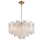 Franklite Icicle 10 Light Ceiling Pendant Light In Aged Brass With Ice Shaped Glass FL2454-10