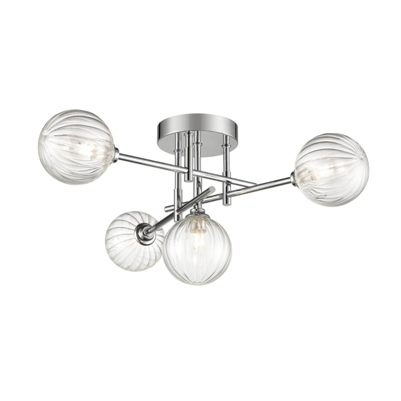 Franklite Abstraction Bathroom 4 Light Ceiling Light In Chrome With Ribbed Glass FL2464-4