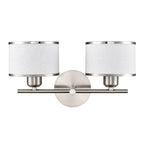 Franklite Polaris 2 Light Wall Light In Satin Nickel With Fabric Shades FL2497-2