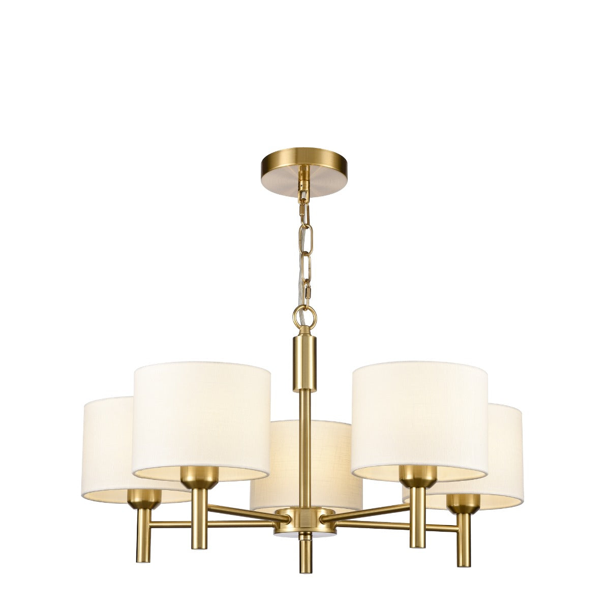 Franklite Barolo 5 Light Ceiling Light In Aged Brass With Off White Shades FL2471-5