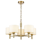 Franklite Barolo 5 Light Ceiling Light In Aged Brass With Off White Shades FL2471-5