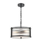 Franklite Sloane 3 Light Ceiling Light In Matt Black With Ribbed And Frosted Glass FL2504-3