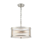 Franklite Sloane 3 Light Ceiling Light In Polished Nickel With Ribbed And Frosted Glass FL2505-3
