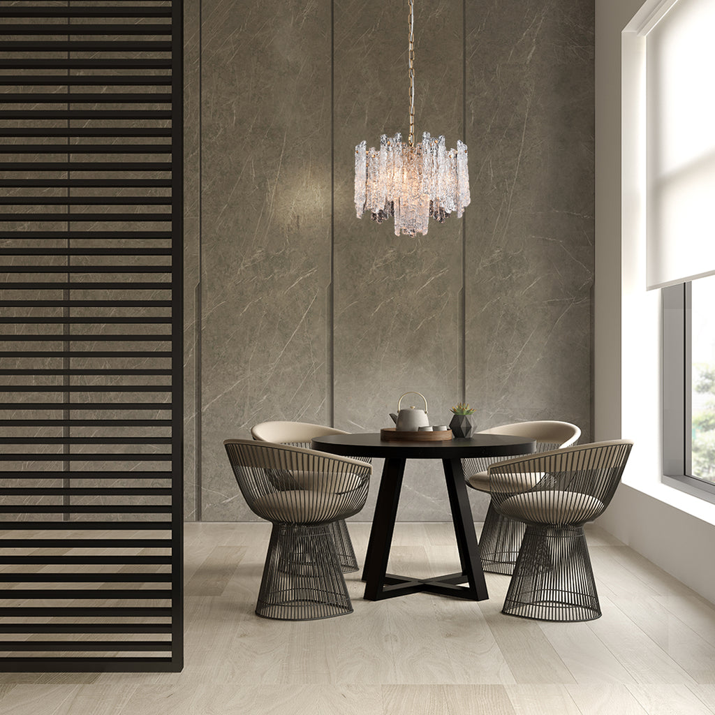 Franklite Icicle 5 Light Ceiling Pendant Light In Aged Brass With Ice Shaped Glass FL2454-5