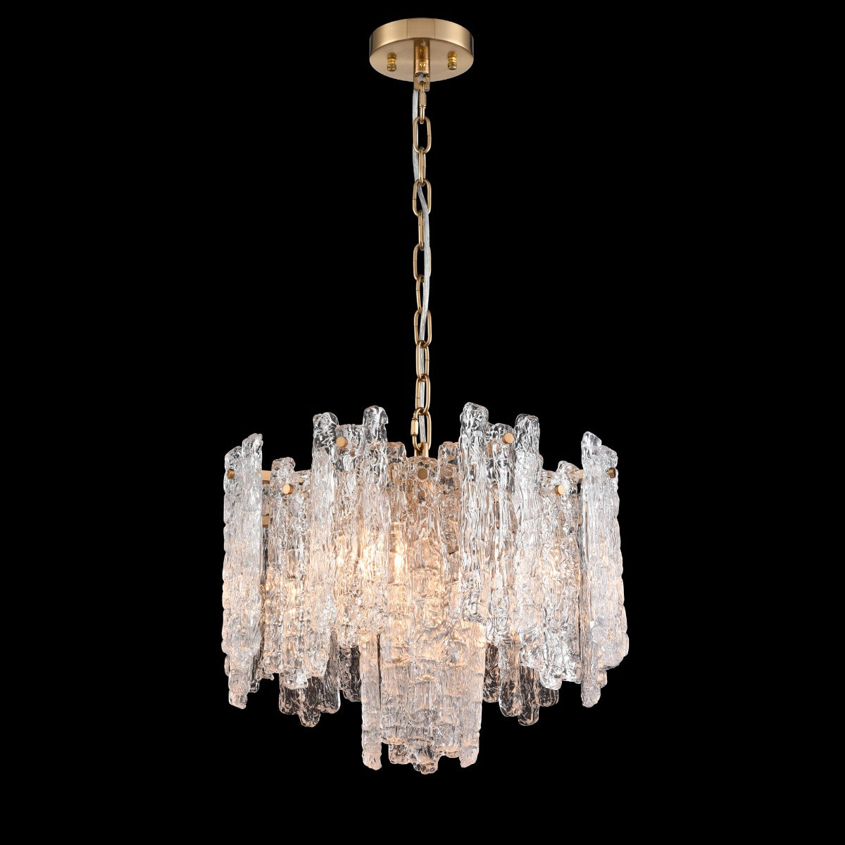 Franklite Icicle 5 Light Ceiling Pendant Light In Aged Brass With Ice Shaped Glass FL2454-5