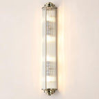 Pillar 4 Light Bathroom Wall Light In Antique Brass And Clear Glass Rods IP44 G9