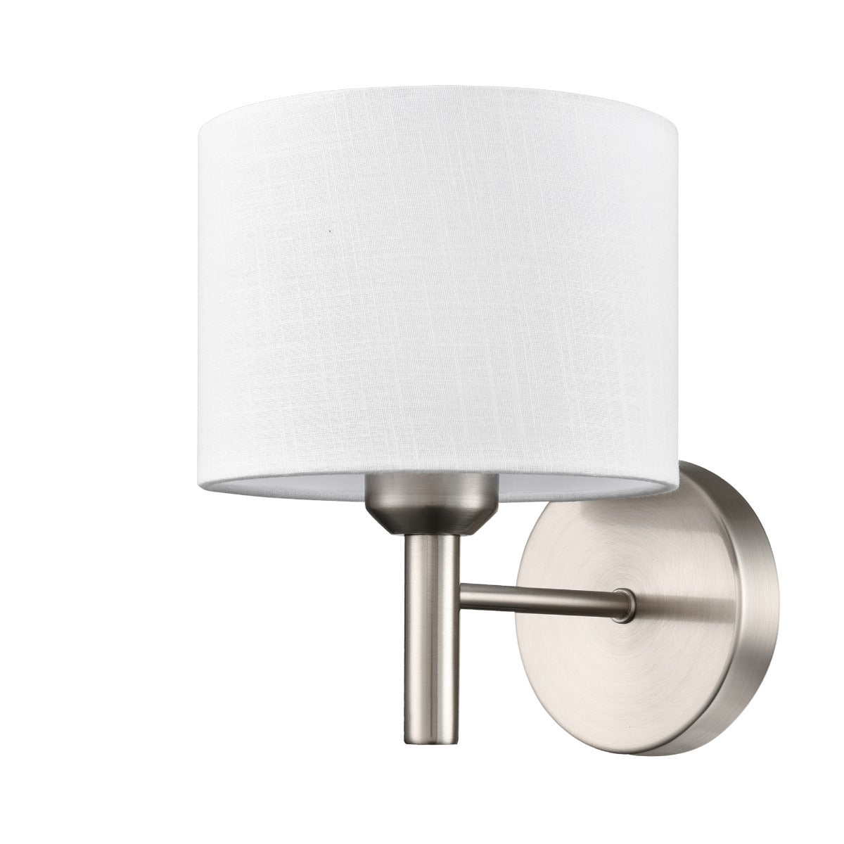 Franklite Barolo Single Wall Light In Satin Nickel With Off White Shade FL2494-1