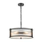 Franklite Sloane 5 Light Ceiling Light In Matt Black With Ribbed And Frosted Glass FL2504-5