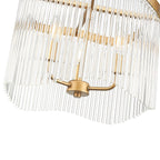 Franklite Harp 3 Light Curved Frame Ceiling Pendant In Aged Brass With Glass Rods FL2512-3