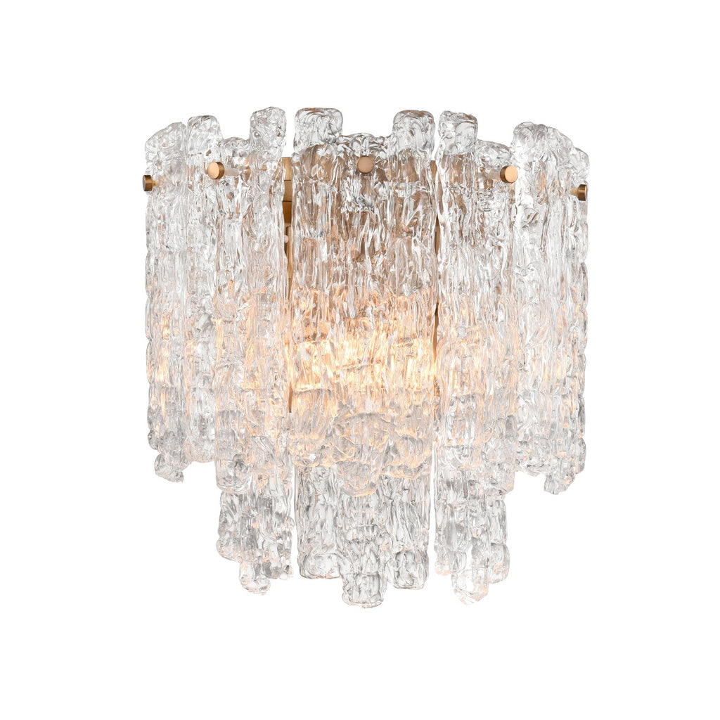 Franklite Icicle 2 Light Wall Light In Aged Brass With Ice Shaped Glass FL2454-2