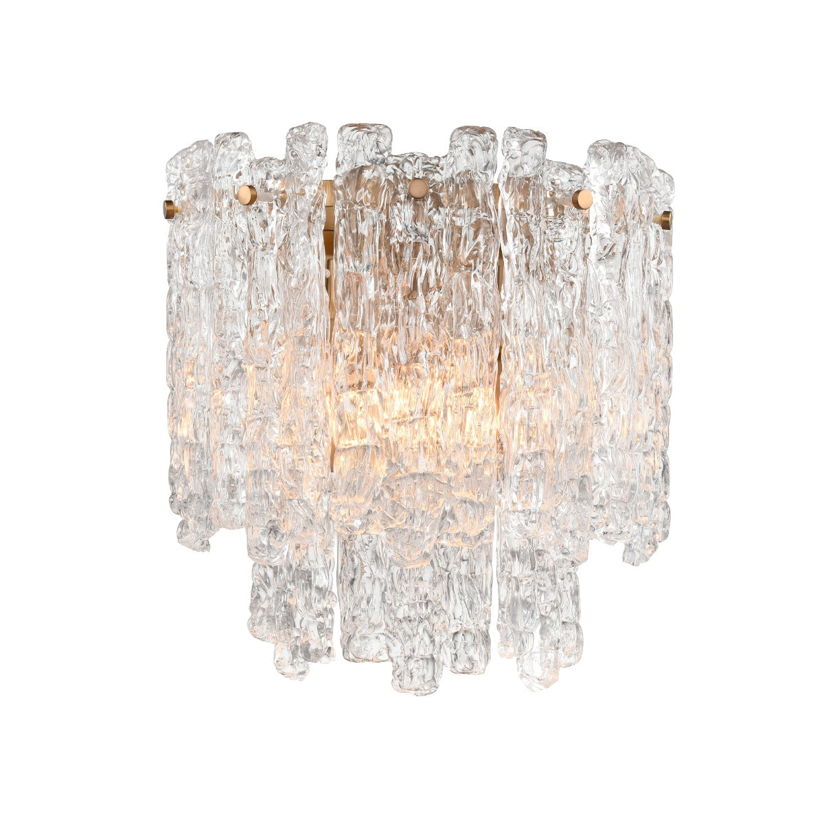Franklite Icicle 2 Light Wall Light In Aged Brass With Ice Shaped Glass FL2454-2