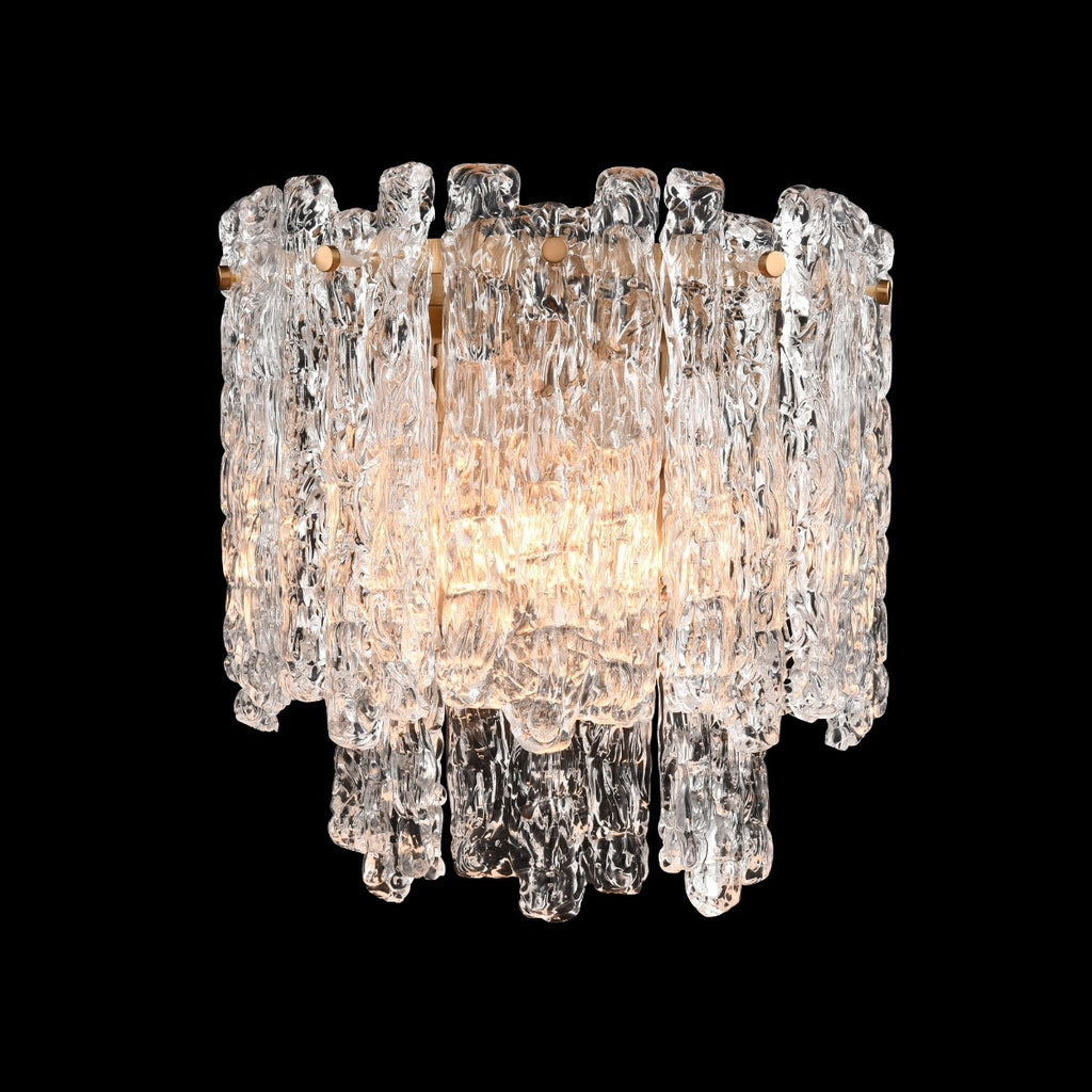 Franklite Icicle 2 Light Wall Light In Aged Brass With Ice Shaped Glass FL2454-2