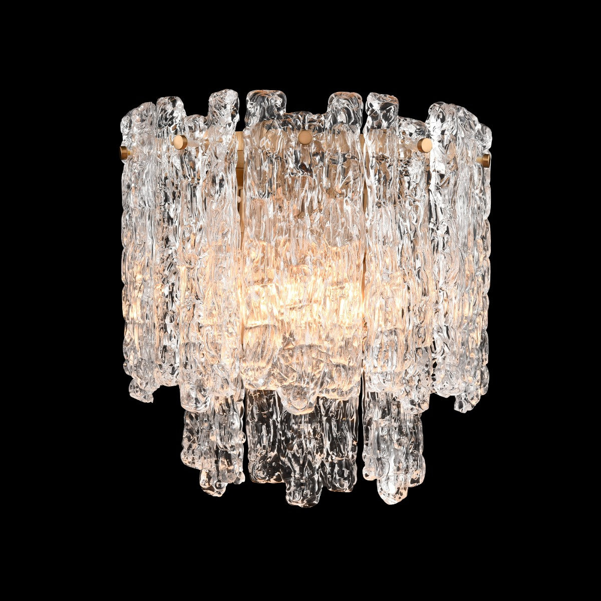 Franklite Icicle 2 Light Wall Light In Aged Brass With Ice Shaped Glass FL2454-2