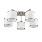 Franklite Sirius 5 Light Flush Ceiling Light In Satin Nickel With Off White Shade FL2495-5