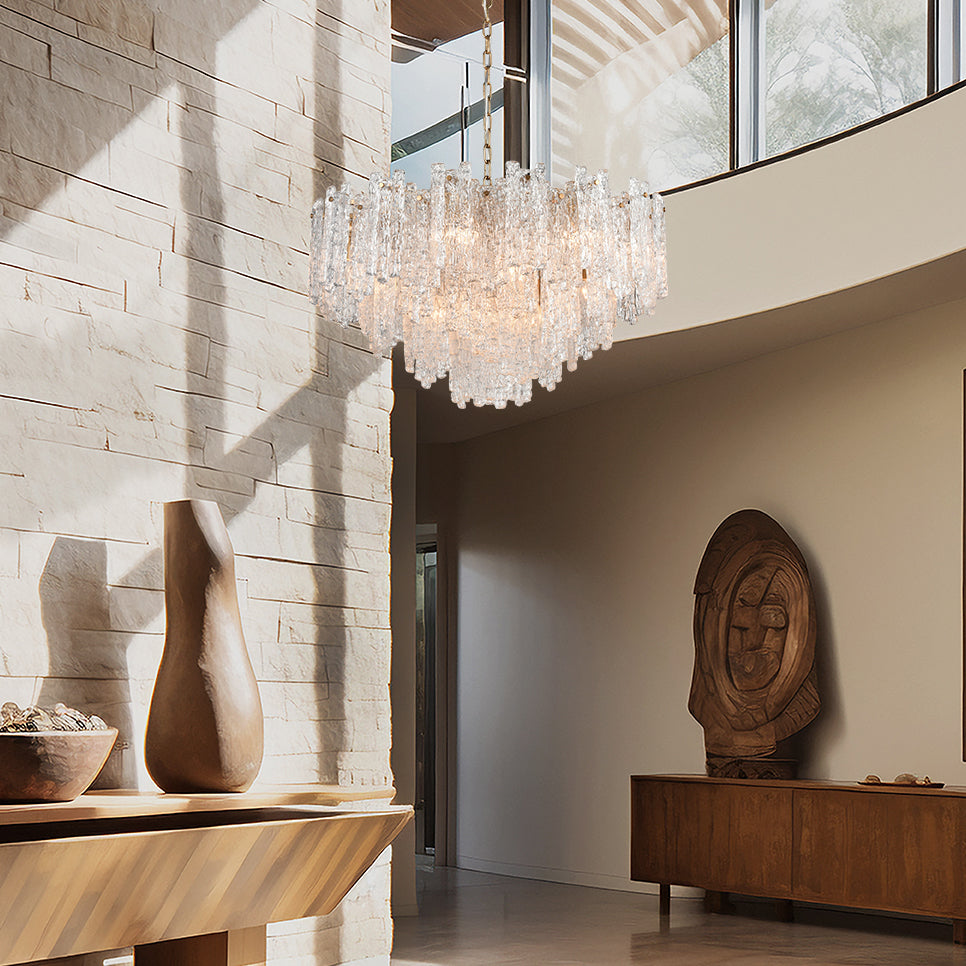 Franklite Icicle 16 Light Ceiling Pendant Light In Aged Brass With Ice Shaped Glass FL2454-16