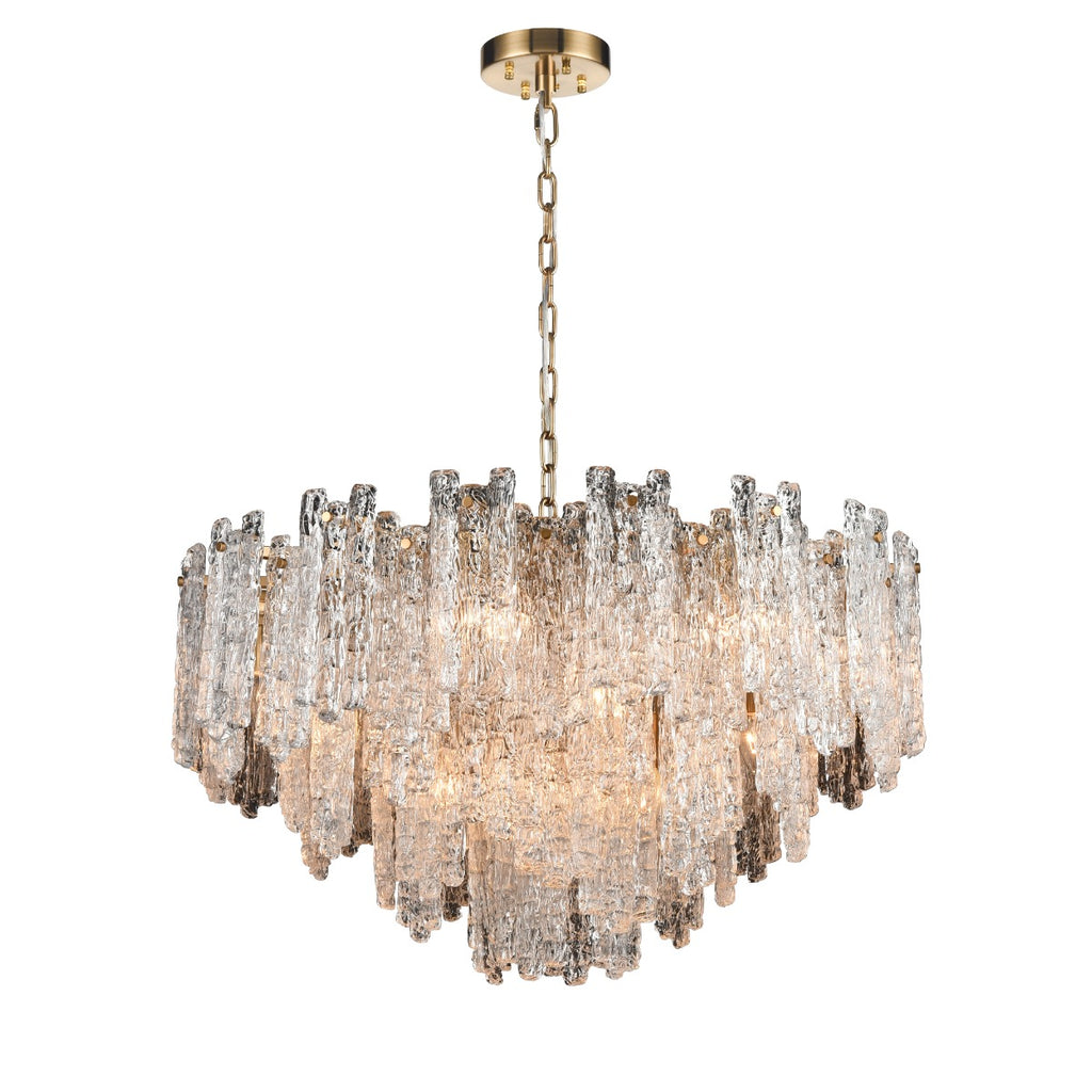 Franklite Icicle 16 Light Ceiling Pendant Light In Aged Brass With Ice Shaped Glass FL2454-16