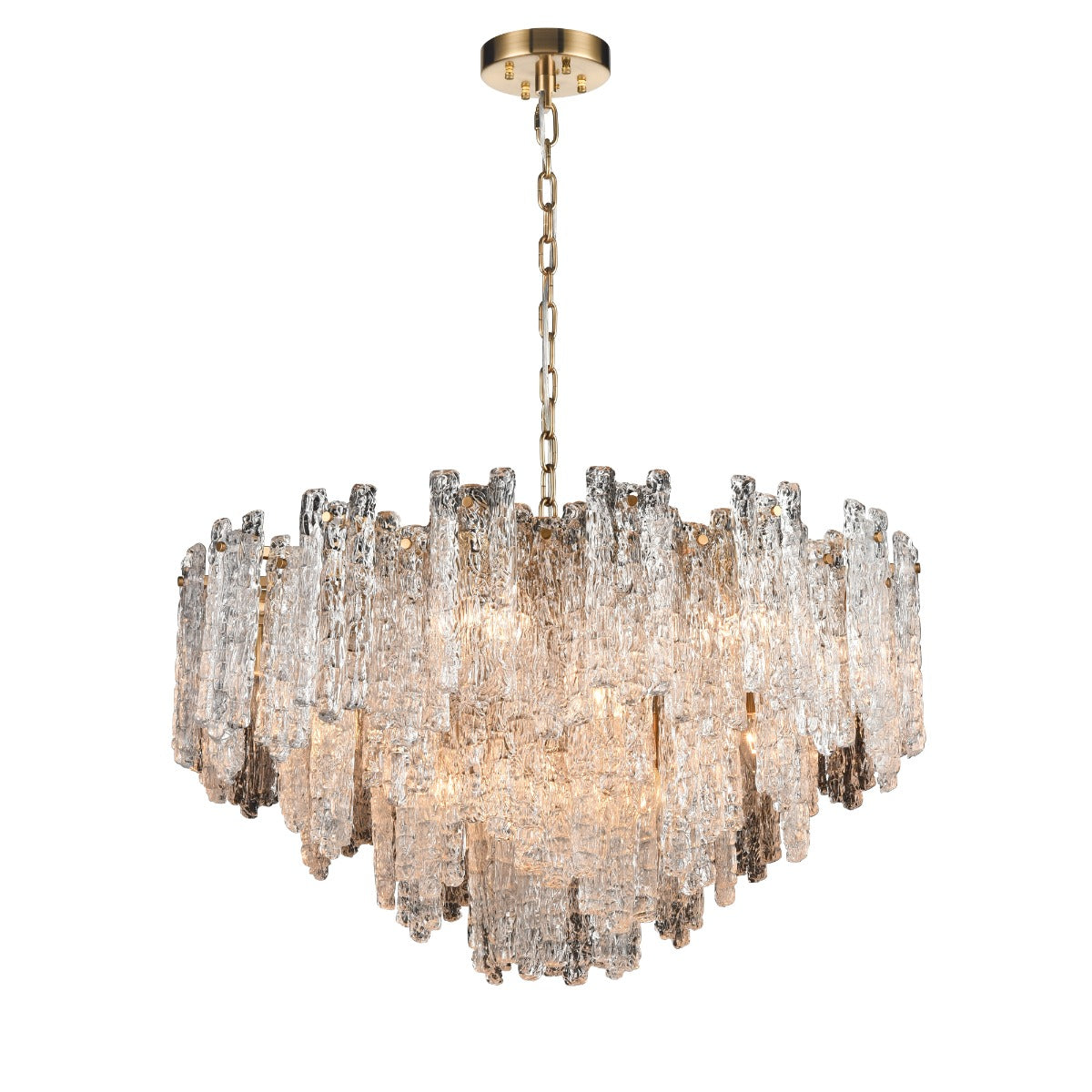 Franklite Icicle 16 Light Ceiling Pendant Light In Aged Brass With Ice Shaped Glass FL2454-16
