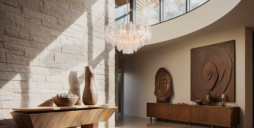 Franklite Icicle 16 Light Ceiling Pendant Light In Aged Brass With Ice Shaped Glass FL2454-16