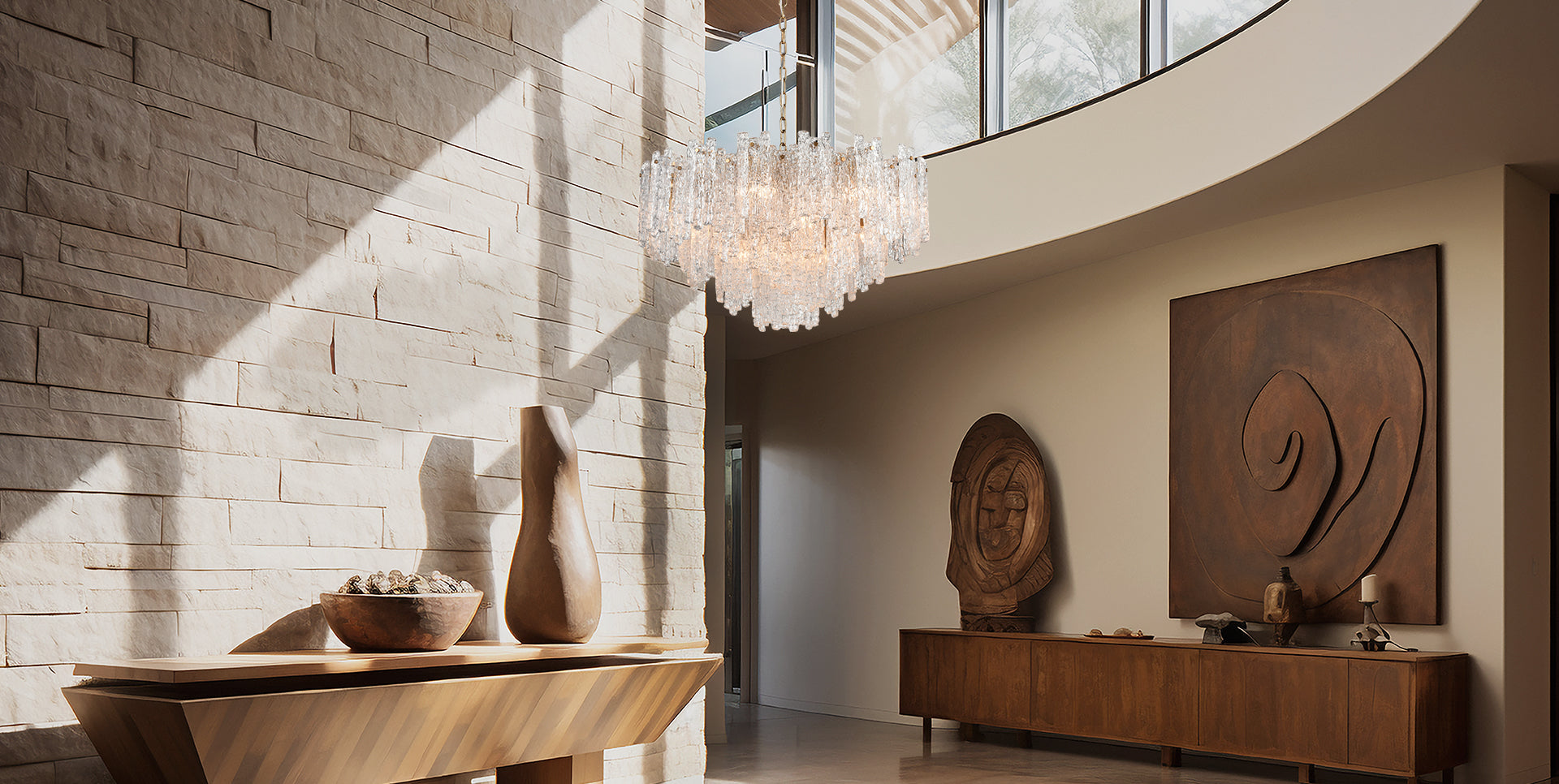 Franklite Icicle 16 Light Ceiling Pendant Light In Aged Brass With Ice Shaped Glass FL2454-16