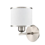Franklite Sirius Single Wall Light In Satin Nickel With Off White Shade FL2495-1