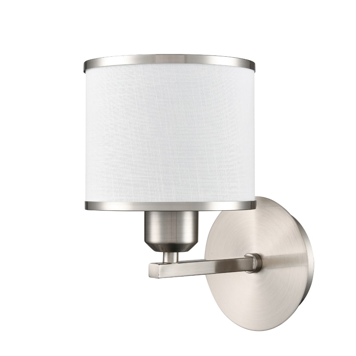 Franklite Sirius Single Wall Light In Satin Nickel With Off White Shade FL2495-1