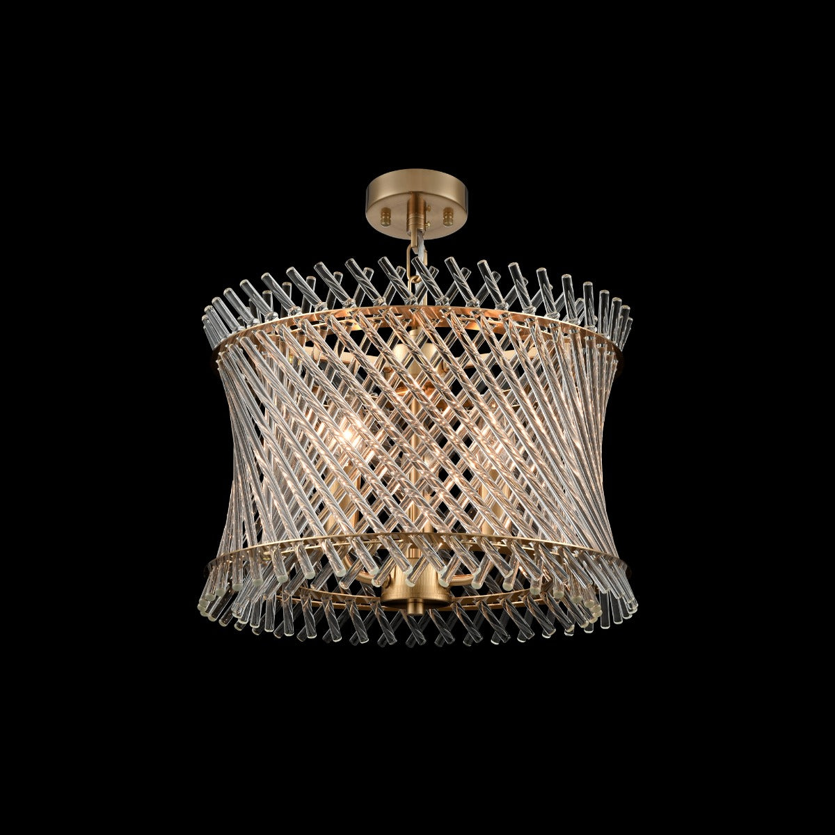 Franklite Ethereal 3 Light Ceiling Pendant With Angled Glass Rods In Aged Brass Finish FL2511-3