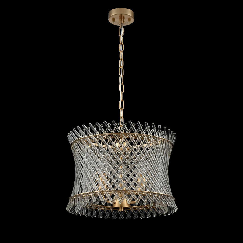Franklite Ethereal 3 Light Ceiling Pendant With Angled Glass Rods In Aged Brass Finish FL2511-3