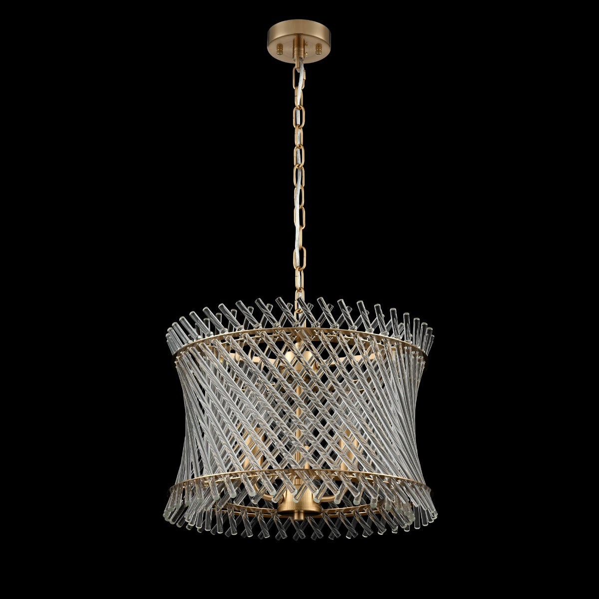 Franklite Ethereal 3 Light Ceiling Pendant With Angled Glass Rods In Aged Brass Finish FL2511-3